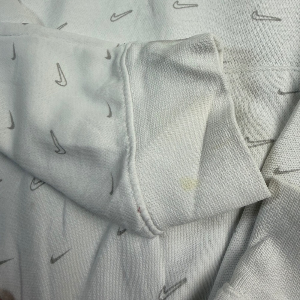 NIKE Mens M White Gray Mini Swoosh All Over Print Fleece Pullover Hoodie CJ5405 - Picture 9 of 9